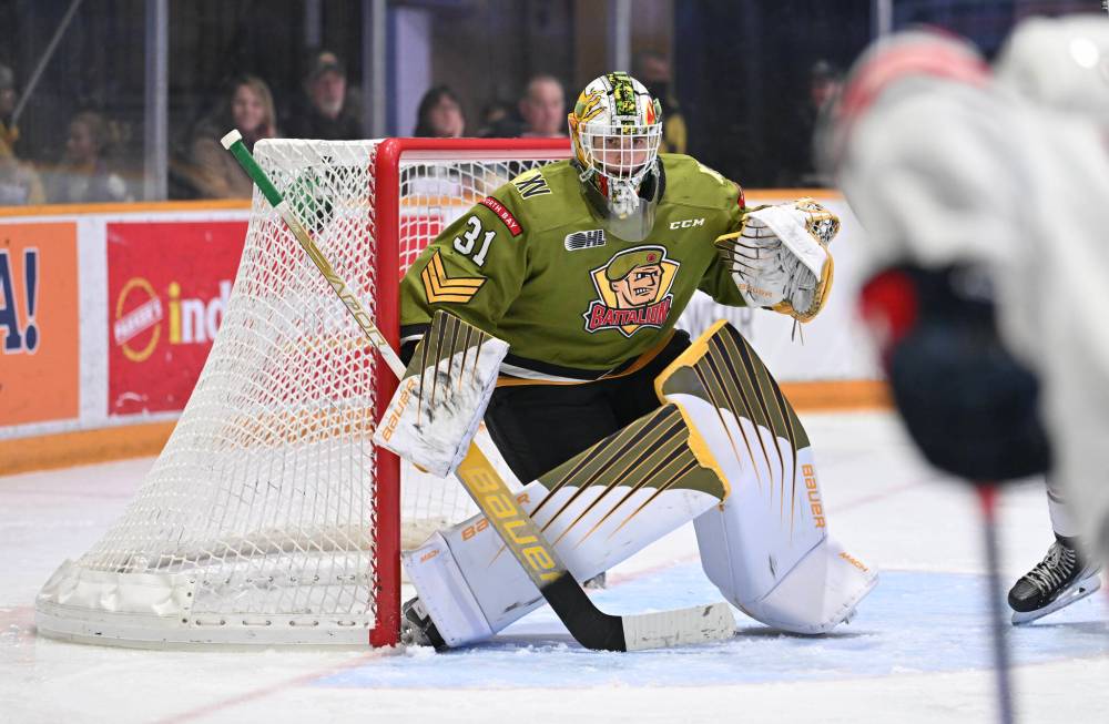 Tom Martineau photo / files
                                Jets prospect Domenic DiVincentiis had a busy night between the pipes Friday against the Edmonton Oilers prospects.