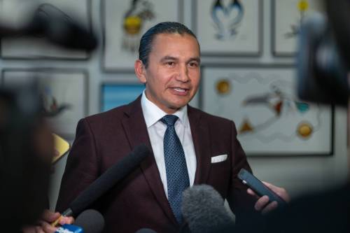 MIKE DEAL / WINNIPEG FREE PRESS
                                NDP&rsquo;s Wab Kinew is seen as the best choice as premier by 43 per cent of Manitobans, compared to 34 per cent who favour Stefanson and 18 per cent who support Lamont.