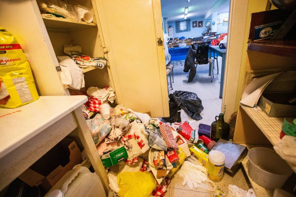MIKAELA MACKENZIE / WINNIPEG FREE PRESS 
The kitchen pantry in disarray at Holy Ghost Ukrainian Catholic Church, which was targeted by thieves this week.
