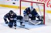 FRED GREENSLADE / THE CANADIAN PRESS
                                Jets centre Vladislav Namestnikov blocks an Edmonton Oilers shot for goaltender Laurent Brossoit during third-period action Monday night.