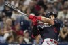 Minnesota Twins' Joey Gallo follows through on a three-run home run against the Philadelphia Phillies during the seventh inning of a baseball game Saturday, Aug. 12, 2023, in Philadelphia. (AP Photo/Laurence Kesterson)