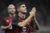 AC Milan's Christian Pulisic applauds supporters prior to the start of a Serie A soccer match between AC Milan and ,Torino at the San Siro stadium in Milan, Italy, Saturday, Aug. 26, 2023. (AP Photo/Luca Bruno)