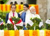 Prime Minister Justin Trudeau walks past Indian Prime Minister Narendra Modi, right, and President of Indonesia Joko Widodo as they take part in a wreath laying ceremony at Raj Ghat (Mahatma Gandhi's cremation site) during the G20 Summit in New Delhi, India on Sunday, Sept. 10, 2023. THE CANADIAN PRESS/Sean Kilpatrick