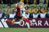 Canada's Adriana Leon has signed a two-year deal with Aston Villa of the English Women's Super League. Leon, left, vies for the ball with Australia's Ellie Carpenter during the Women's World Cup Group B soccer match between Australia and Canada in Melbourne, Australia, Monday, July 31, 2023. THE CANADIAN PRESS/AP-Victoria Adkins