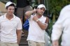 Ryder Cup team Europe vice captain Francesco Molinari, center, returns with his team to a hotel in Rome, Monday, Sept. 11, 2023, at the end of a practice session at the Marco Simone golf club where the 2023 Ryder Cup will be played starting next Sept. 29. (AP Photo/Andrew Medichini)