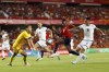 Spain's Nico Williams, center, challenges Cyprus goalkeeper Joel Mall during the Euro 2024 group A qualifying soccer match between Spain and Cyprus in Granada, Spain, Tuesday, Sept. 12, 2023. (AP Photo/Fermin Rodriguez)