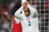 United States' Sergino Dest (2) reacts after missing on a shot attempt against Oman during the first half of an international friendly soccer match Tuesday, Sept. 12, 2023, in St. Paul, Minn. (AP Photo/Abbie Parr)
