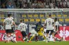 France's Randal Kolo Muani, center, attempts a shoot among Germany's players during the international friendly soccer match between Germany and France in Dortmund, Germany, Tuesday, Sept. 12, 2023. (AP Photo/Martin Meissner)