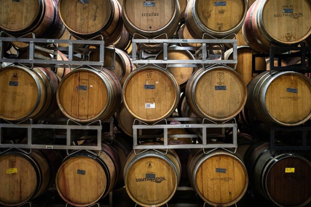 Ontario winemakers have long raised concerns about the province's tax regime. Barrels of wine are shown in the cellar at Southbrook Organic Vineyards in Niagara-on-the-Lake, Ont., Thursday, Sept. 1, 2022. THE CANADIAN PRESS/Nick Iwanyshyn