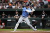 Tampa Bay Rays' Brandon Lowe waits for a pitch against the Baltimore Orioles in the first inning of a baseball game, Friday, Sept. 15, 2023, in Baltimore. (AP Photo/Julio Cortez)