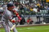 Washington Nationals' Alex Call hits a double during the seventh inning of a baseball game against the Milwaukee Brewers Friday, Sept. 15, 2023, in Milwaukee. (AP Photo/Morry Gash)