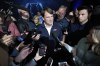 File - Jim Farley, President and Chief Executive Officer, Ford Motor Company speaks to reporters about the UAW contract talks at the North American International Auto Show in Detroit, Wednesday, Sept. 13, 2023. United Auto Workers President Shawn Fain's focus on CEO pay is part of a growing trend as emboldened labor unions cite the widening wealth gap between workers and the top bosses to bolster their demand for higher wages and better working conditions. (AP Photo/Paul Sancya, File)