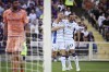 Atalanta's Teun Koopmeiners celebrates with Davide Zappacosta after scoring their side's first goal of the match during the Serie A soccer match between Fiorentina and Atalanta at the Artemio Franchi stadium in Florence, Italy, Sunday Sept. 17, 2023. (Massimo Paolone/LaPresse via AP)