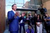FILE - California Gov. Gavin Newsom speaks to reporters outside the California Natural Resources Agency in Sacramento, Calif., Oct. 7, 2022. Newsom says he plans to sign into law a pair of climate-focused bills intended to force major corporations to be more transparent about greenhouse gas emissions and financial risks stemming from global warming. (AP Photo/Rich Pedroncelli, File)