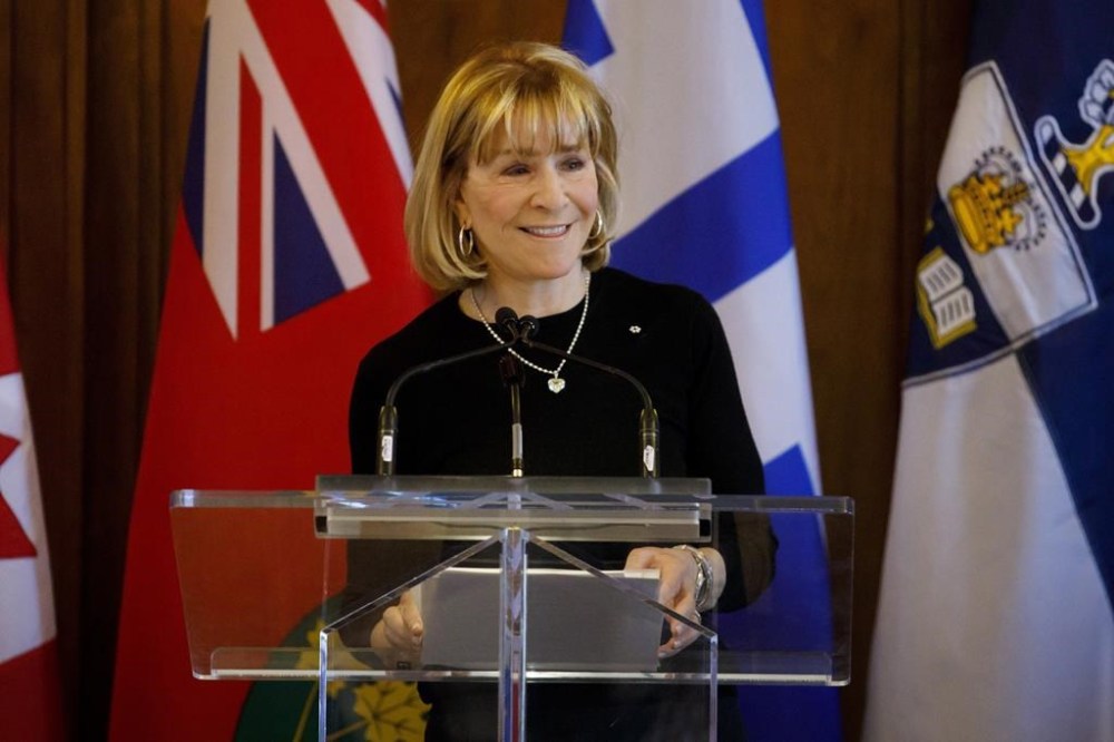 Indigo Books & Music Inc. says founder Heather Reisman has returned to the retailer as chief executive officer. Reisman speaks during an announcement of her and her husband Gerald Schwartz's donation to the University of Toronto to help fund a new innovation Centre on campus, in Toronto, Monday, March 25, 2019. THE CANADIAN PRESS/Cole Burston