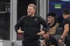 Newcastle's head coach Eddie Howe shouts during the Champions League group F soccer match between AC Milan and Newcastle at the San Siro stadium in Milan, Italy, Tuesday, Sept. 19, 2023. (AP Photo/Antonio Calanni)