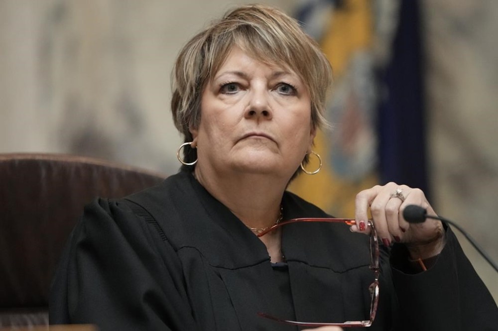 FILE - Wisconsin Supreme Court Justice Janet Protasiewicz attends her first hearing as a justice, Thursday, Sept. 7, 2023, in Madison, Wis. On Monday, Sept. 18, Republicans fighting to preserve Wisconsin legislative electoral maps they drew argued in new legal filings that the key liberal Wisconsin Supreme Court justice must recuse herself from the case despite the dismissal of complaints against her related to comments she made about redistricting. (AP Photo/Morry Gash, File)