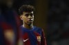 Barcelona's Lamine Yamal gestures during the Champions League Group H soccer match between Barcelona and Royal Antwerp at the Olympic Stadium of Montjuic in Barcelona, Spain, Tuesday, Sept. 19, 2023. (AP Photo/Joan Monfort)