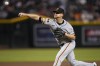 San Francisco Giants starting pitcher Alex Cobb throws against the Arizona Diamondbacks during the first inning of a baseball game, Tuesday, Sept. 19, 2023, in Phoenix. (AP Photo/Matt York)