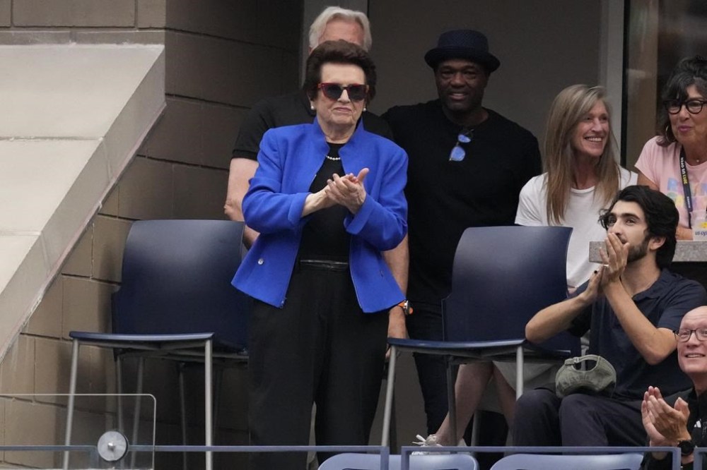 Tennis legend Billie Jean King attends the men's singles final of the U.S. Open tennis championships, between Novak Djokovic, of Serbia, and Daniil Medvedev, of Russia, Sunday, Sept. 10, 2023, in New York. (AP Photo/Mary Altaffer)