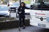 Spain's women's national soccer team Montserrat Tomè arrives at the team hotel in Gothenburg, Sweden, on Thursday, Sept. 21, 2023, ahead of Friday's UEFA Nations League soccer match against Sweden. (Adam Ihse/TT News Agency via AP)