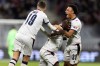FILE - Basel's Jean-Kevin Augustin, center, celebrates with teammates after scoring during the Europa Conference League quarter final soccer match between Nice and Basel, Thursday, April 20, 2023 at the Allianz Riviera stadium in Nice, France. English soccer club Leeds is going to sport’s highest court for a second appeal case involving former striker Jean-Kévin Augustin. (Peter Klaunzer/Keystone via AP, File)