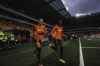 Sydney Collins (left) and Simi Awujo run on the field at Stade Marie-Marving in Le Mans, France on April 11, 2023, ahead of Canada’s 2-1 loss to France in a soccer friendly. THE CANADIAN PRESS/HO-Canada Soccer-Audrey Magny **MANDATORY CREDIT**