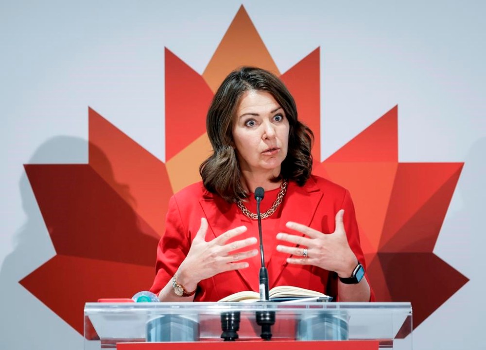The Alberta government has released a report that it commissioned on the financial implications of the province leaving the Canada Pension Plan. Alberta Premier Danielle Smith speaks to the media in Calgary, Monday, Sept. 18, 2023.THE CANADIAN PRESS/Jeff McIntosh