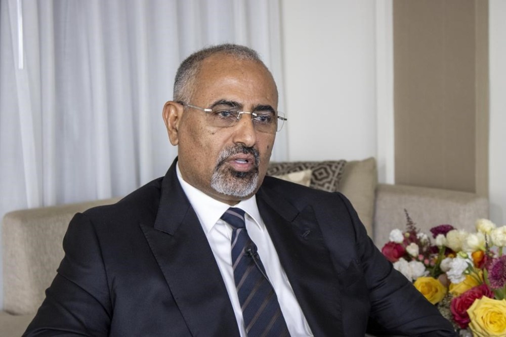 The president of the Yemen’s Southern Transitional Council Aidarous Al-Zubaidi sits for an interview, Friday, Sept. 22, 2023, in New York, while attending the United Nations General Assembly's annual high-level meeting of world leaders. Al-Zubaidi said that he will prioritize the creation of a separate country in negotiations with their rivals, the Houthi rebels. (AP Photo/Ted Shaffrey)