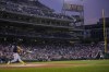 Atlanta Braves' Ronald Acuna Jr. hits a solo home run during the first inning of a baseball game against the Washington Nationals at Nationals Park, Friday, Sept. 22, 2023, in Washington. With the hit, Acuna became the fifth player in MLB history with 40 home runs and 40 stolen bases in a season. (AP Photo/Andrew Harnik)