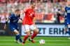 Hoffenheim's Maximilian Beier, left, challenges Berlin's Leonardo Bonucci during the German Bundesliga soccer match between FC Union Berlin and TSG 1899 Hoffenheim, in Berlin, Saturday, Sept. 23, 2023. (Andreas Gora/dpa via AP)