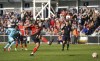 Luton Town's Carlton Morris scores his side's first goal of the game, during the English Premier League soccer match between Luton Town and Wolverhampton Wanderers, at Kenilworth Road, in Luton, England, Saturday, Sept. 23, 2023. (Joe Giddens/PA via AP)