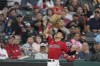 Cleveland Guardians left fielder Steven Kwan catches a fly ball hit for an out by Baltimore Orioles' Ryan O'Hearn in the fifth inning of a baseball game Saturday, Sept. 23, 2023, in Cleveland. (AP Photo/Sue Ogrocki)