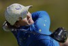 Europe's Linn Grant plays a tee shot during her seventeen match during her single match at the Solheim Cup golf tournament in Finca Cortesin, near Casares, southern Spain, Sunday, Sept. 24, 2023. Europe play the United States in this biannual women's golf tournament, which played alternately in Europe and the United States. (AP Photo/Bernat Armangue)