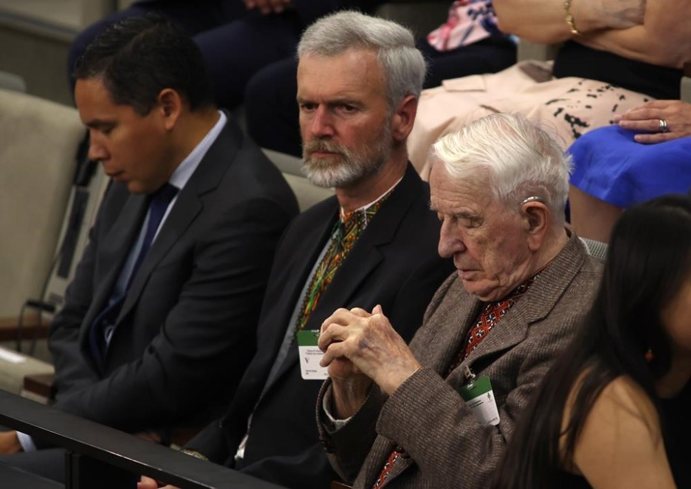 Yaroslav Hunka, right, waits for the arrival of Ukrainian President Volodymyr Zelenskyy in the House of Commons in Ottawa on Friday, Sept. 22, 2023. Several Jewish advocacy organizations condemned members of Parliament on Sunday for giving a standing ovation to a man who fought for a Nazi unit during the Second World War. THE CANADIAN PRESS/Patrick Doyle