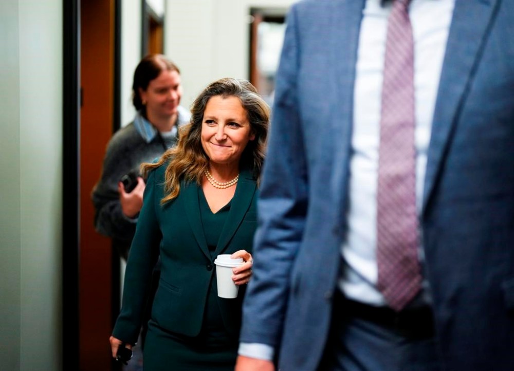 Deputy Prime Minister and Finance Minister Chrystia Freeland arrives for a cabinet meeting on Parliament Hill in Ottawa on Tuesday, Sept. 26, 2023. THE CANADIAN PRESS/Sean Kilpatrick