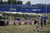 Spectators walk past a merchandise store at the Marco Simone Golf Club in Guidonia Montecelio, Italy, Wednesday, Sept. 27, 2023. The Ryder Cup's food scene is decidedly local at the Marco Simone club outside Rome. (AP Photo/Gregorio Borgia)