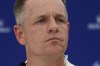 Europe's Team Captain Luke Donald listens to a question at press conference ahead of the Ryder Cup at the Marco Simone Golf Club in Guidonia Montecelio, Italy, Tuesday, Sept. 26, 2023. The Ryder Cup starts Sept. 29, at the Marco Simone Golf Club. (AP Photo/Gregorio Borgia)