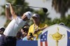 United States' Brian Harman plays off the 10th tee during a practice round ahead of the Ryder Cup at the Marco Simone Golf Club in Guidonia Montecelio, Italy, Thursday, Sept. 28, 2023. The Ryder Cup starts Sept. 29, at the Marco Simone Golf Club. (AP Photo/Alessandra Tarantino)