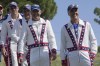 United States fans line up to watch their team play a practice round ahead of the Ryder Cup at the Marco Simone Golf Club in Guidonia Montecelio, Italy, Thursday, Sept. 28, 2023. The Ryder Cup starts Sept. 29, at the Marco Simone Golf Club. (AP Photo/Andrew Medichini)