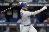 Toronto Blue Jays' Bo Bichette follows though on an RBI single off Tampa Bay Rays starting pitcher Tyler Glasnow during the sixth inning of a baseball game Friday, Sept. 22, 2023, in St. Petersburg, Fla. THE CANADIAN PRESS/AP/Chris O'Meara