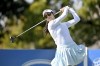 Alison Lee watches her tee shot on the 10th hole during the first round of the LPGA Walmart NW Arkansas Championship golf tournament Friday, Sept. 29, 2023, in Rogers, Ark. (AP Photo/Michael Woods)