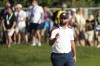 Europe's Jon Rahm celebrates on the 5th green during his morning Foursomes match at the Ryder Cup golf tournament at the Marco Simone Golf Club in Guidonia Montecelio, Italy, Saturday, Sept. 30, 2023. (AP Photo/Andrew Medichini)