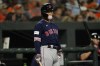 Boston Red Sox's Masataka Yoshida stands at the on deck circle during the third inning of a baseball game against the Baltimore Orioles, Saturday, Sept. 30, 2023, in Baltimore. (AP Photo/Julio Cortez)