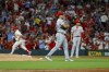 Cincinnati Reds relief pitcher Fernando Cruz walks off the mound after giving up a three-run home run to St. Louis Cardinals' Lars Nootbaar during the second inning of a baseball game Saturday, Sept. 30, 2023, in St. Louis. (AP Photo/Scott Kane)