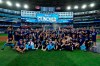 Toronto Blue Jays on the field after clinching a berth in the American League divisional series, following an AL MLB baseball game against the Tampa Bay Rays, in Toronto, Sunday, Oct. 1, 2023. THE CANADIAN PRESS/Frank Gunn