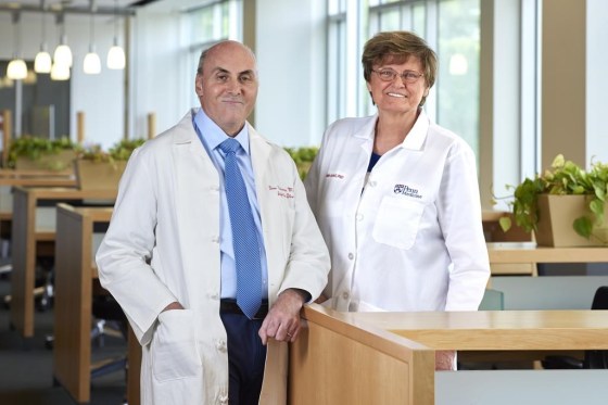 Katalin Karikó (right) and Drew Weissman won the Nobel Prize in medicine on Monday. (Peggy Peterson Photography / Penn Medicine via The Associated Press)