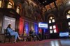 Republican presidential candidate and former Vice President Mike Pence, right, speaks, next to AP National Politics Reporter Meg Kinnard, left, moderating, Tuesday, Oct. 3, 2023, during an Associated Press 2024 GOP Presidential Candidates Conversations on National Security and Foreign Policy event, held in partnership with Georgetown University's Institute of Politics and Public Service, at Georgetown University in Washington. (AP Photo/Jacquelyn Martin)