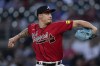 Atlanta Braves starting pitcher A.J. Smith-Shawver works against the Chicago Cubs in the first inning of a baseball game, Thursday, Sept. 28, 2023, in Atlanta. (AP Photo/John Bazemore)