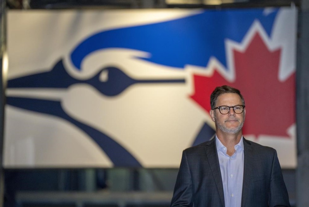Toronto Blue Jays general manager Ross Atkins arrives for his end-of-season media availability in Toronto on Saturday October 7, 2023. Atkins says manager John Schneider made the decision to pull starting pitcher Jose Berrios in Toronto's playoff-ending loss to the Minnesota Twins. THE CANADIAN PRESS/Frank Gunn